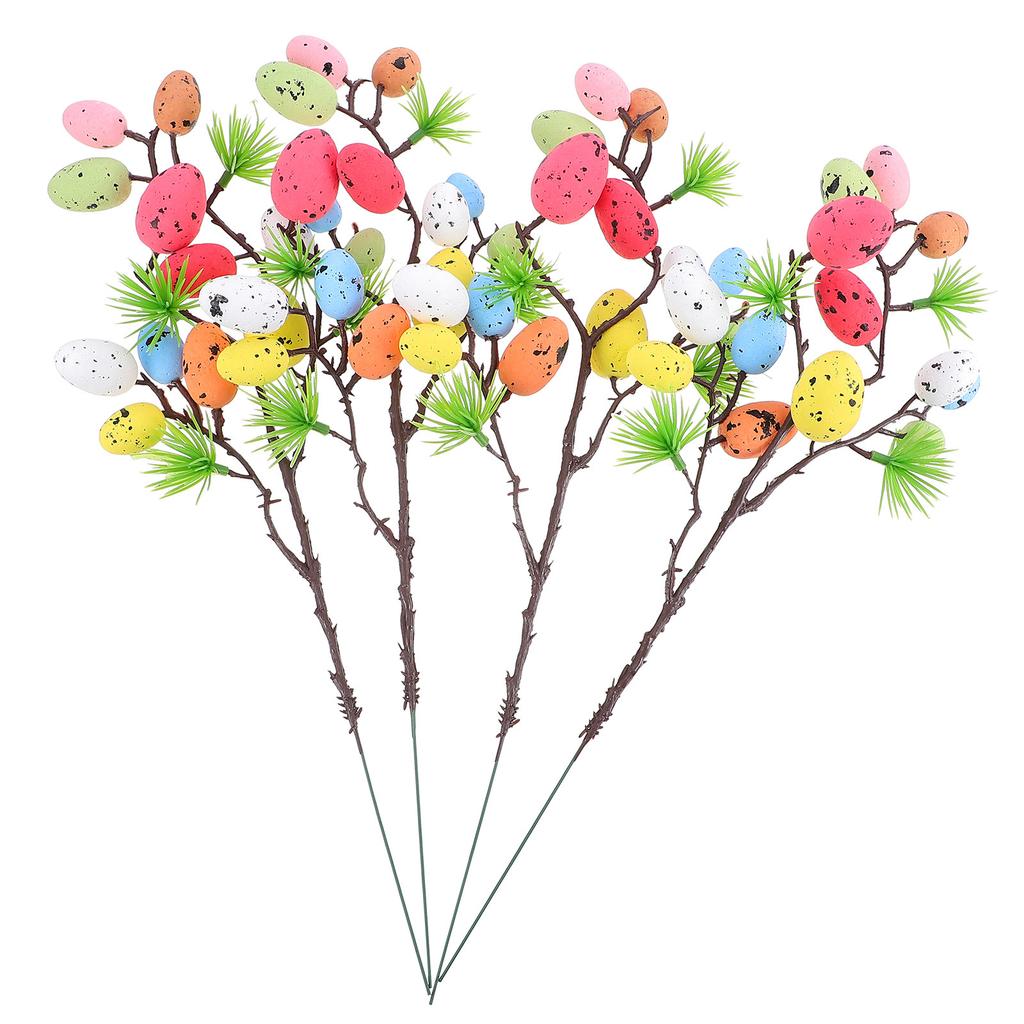 4Pcs Easter Egg Branches Realistic Artificial Colorful DIY Decoration for Party Photo Props Easter Branch Decor Supplies