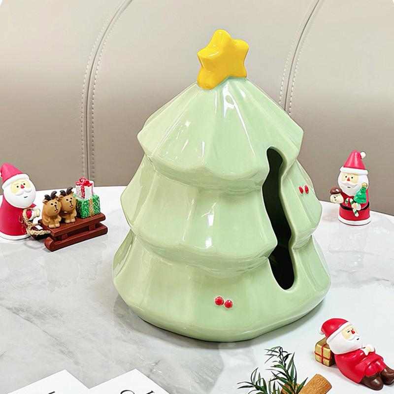 Cute Christmas Tree Shaped Tissue Box Desktop Ornaments Christmas Decoration