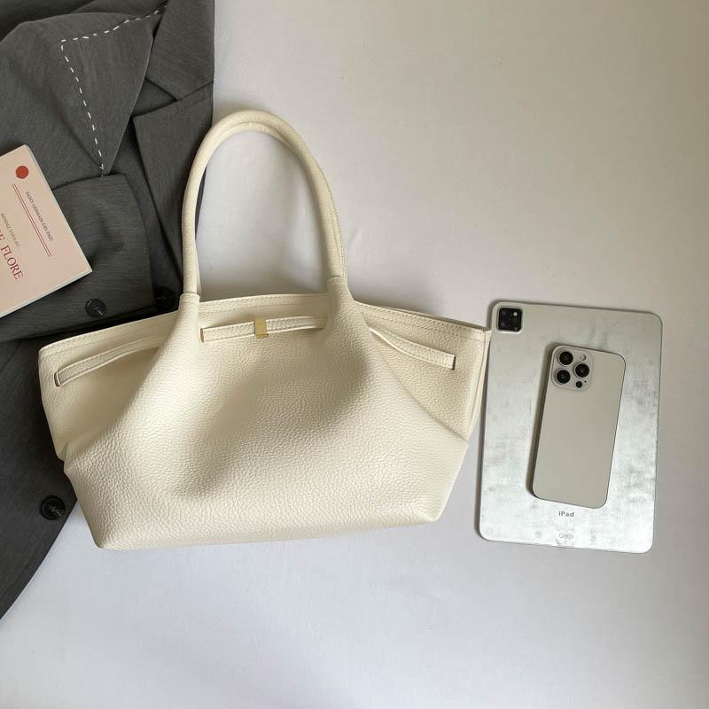 Large Capacity Soft Leather Tote Bag for Women, Minimalist Commuter Shoulder Bag, Multi-color Casual Top Handle Handbag