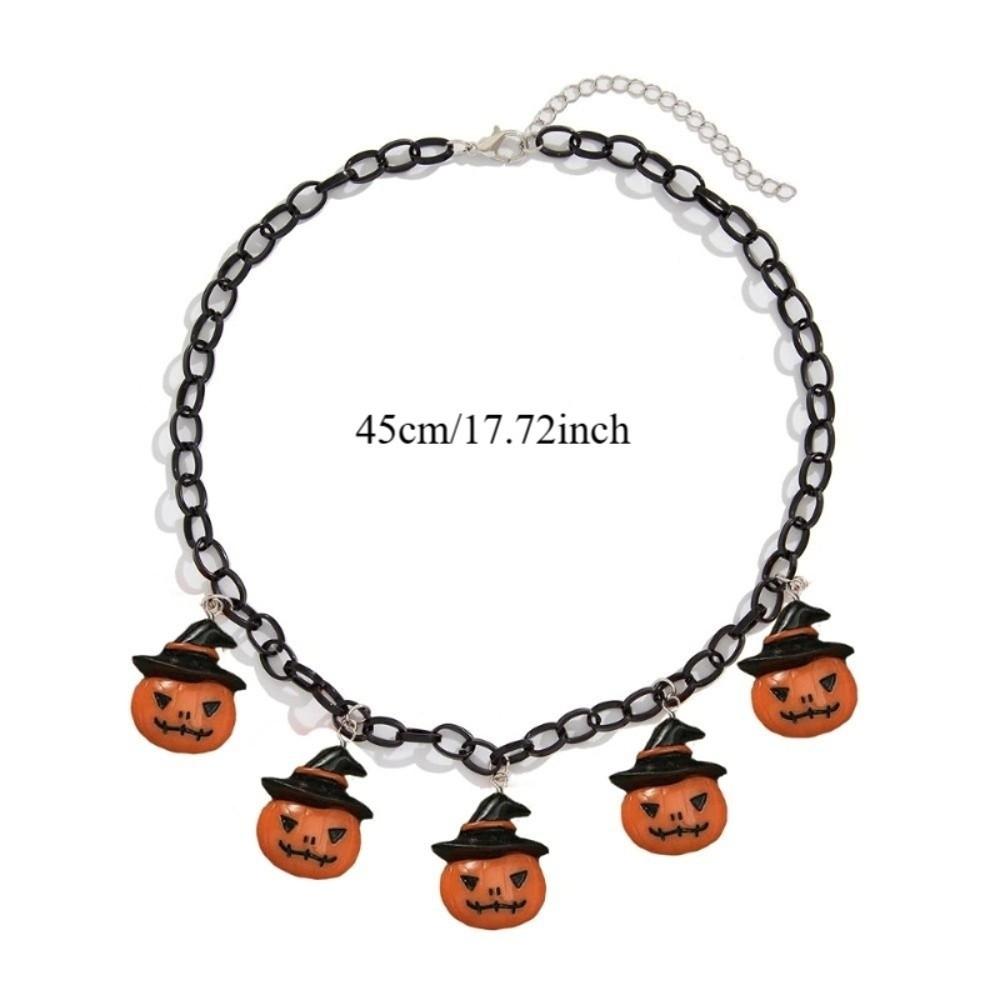 Resin Halloween Pumpkin Necklace Bat Halloween Jewelry Ghost Pendant Necklace  Ghost Festival