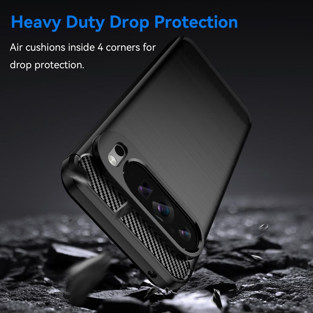 For Google Pixel 9 Pro XL TPU Case Carbon Fiber Texture Mobile Phone Cover