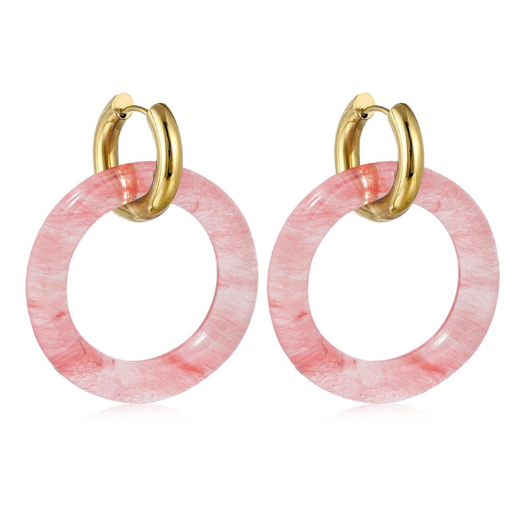 Natural Gemstone Woman Earrings Oversized Hoop Stainless Steel Earrings Wedding Party Jewelry Gifts Women's Fine Jewelry