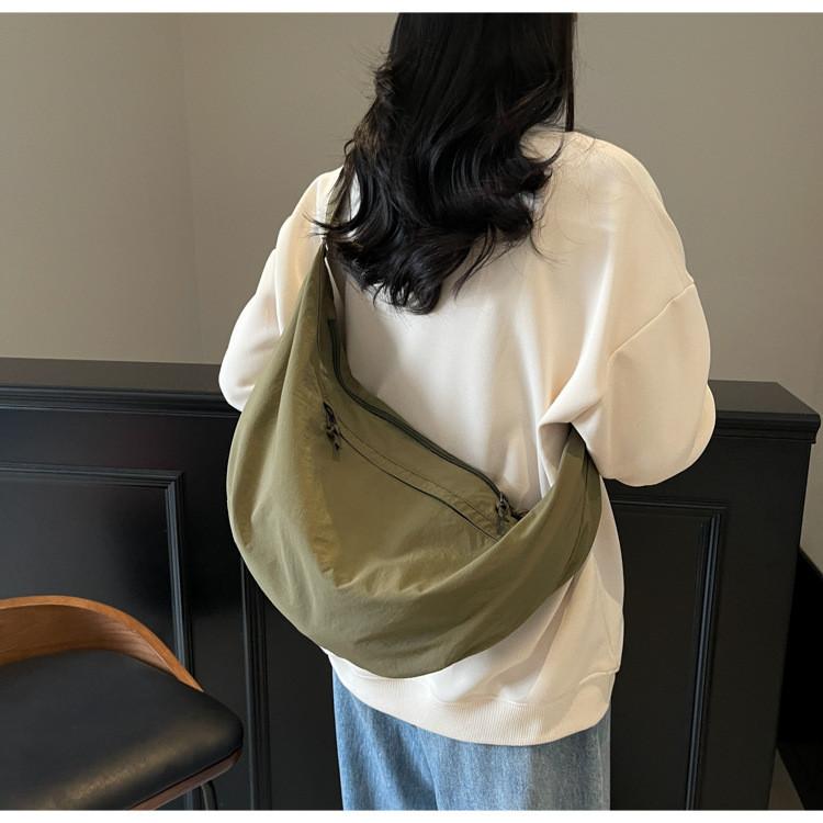 Borsa Duffel in Nylon con Tasca con Cerniera per Viaggi Casual e Tempo Libero