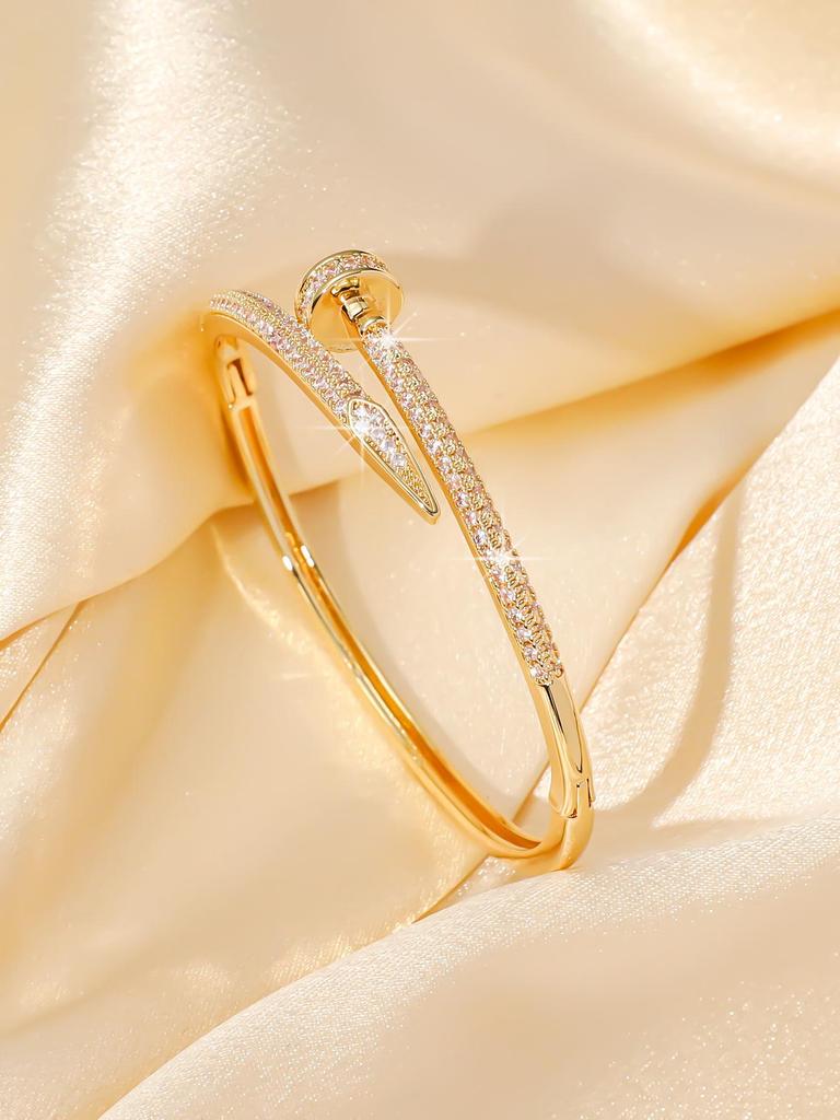 European Luxe Snake-Shaped Zircon Bracelet - Trendy, High-End Design Hand Jewelry