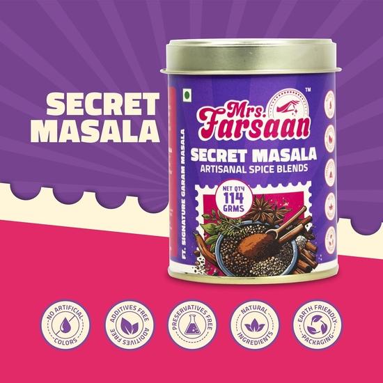 Mrs.Farsaan's Garam Masala Powder - Authentic 14-Spice Blend | Bold, Aromatic Flavour for Curries, Biryanis & Marinades | 114g Reusable Tin