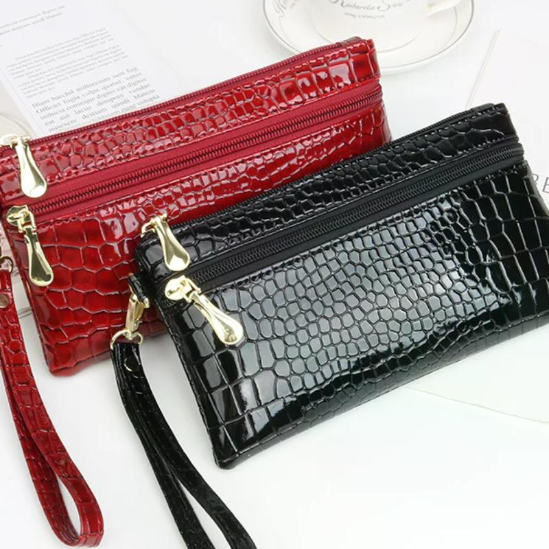 Women Solid Wallet Coin Purse New Fashion Small Wrist Bag High-quality Coin Wallet Zipper Closure Handbag