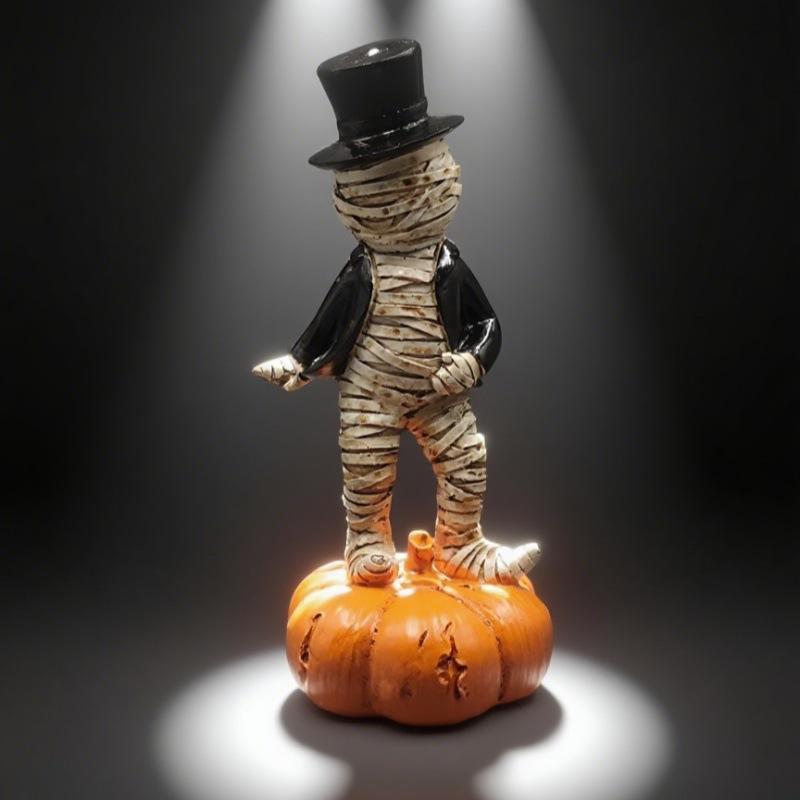 New Mummy Pumpkin Halloween Decor Miniature Desktop Model Scary Scene Ornament