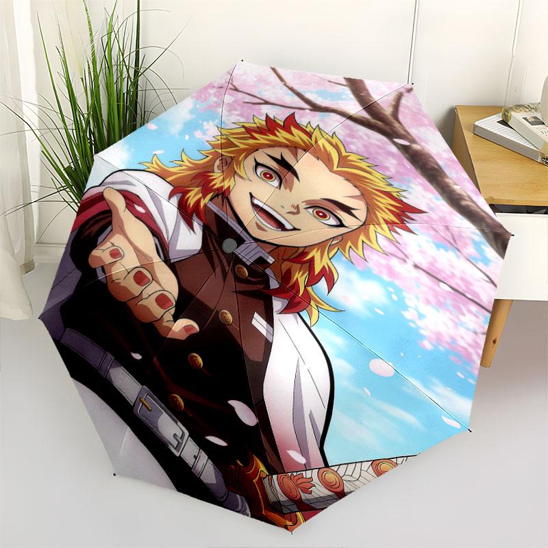 1 PC Automatic Folding Umbrella - Demon Slayer Kimetsu No Yaiba Pattern Portable Foldable Design With 8 Ribs Christmas Birthday Gifts