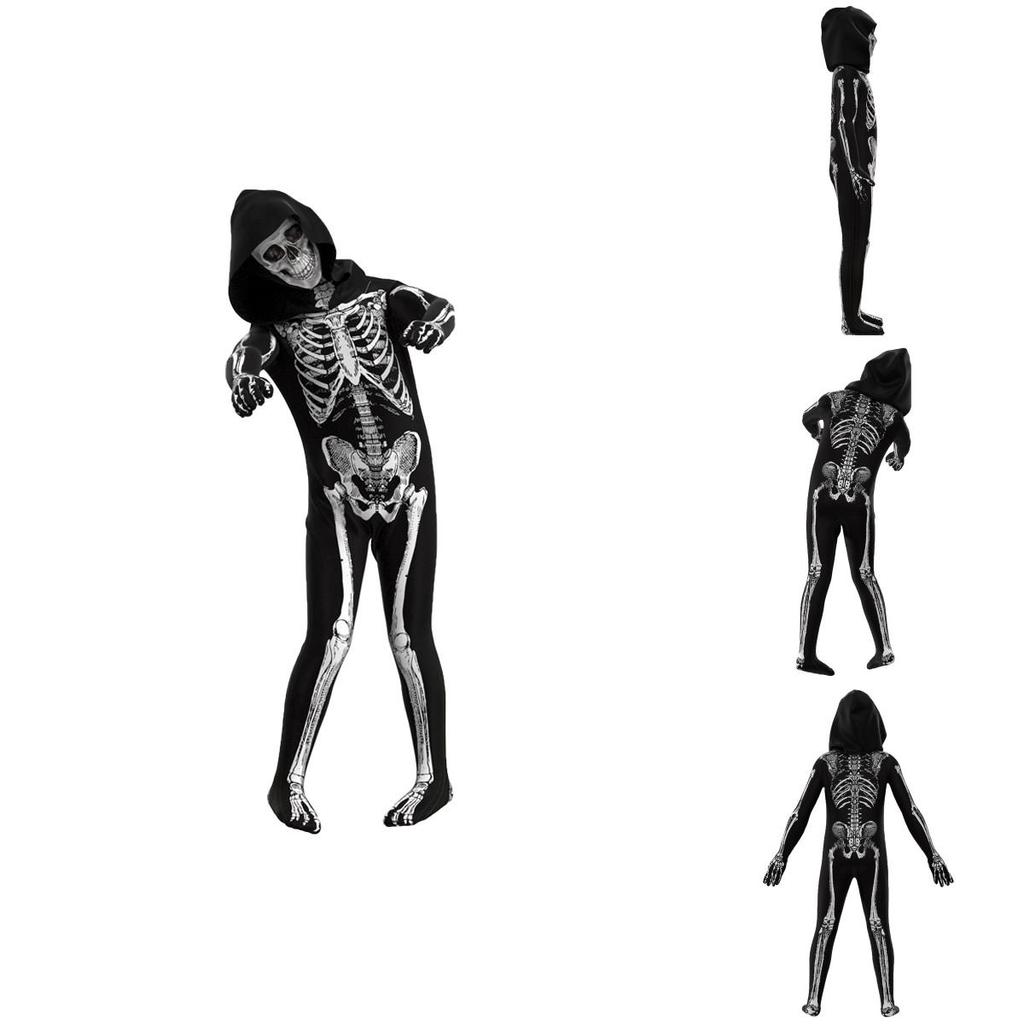 Children's Horror Skeleton One-piece Tights For Halloween And Cosplay Fun