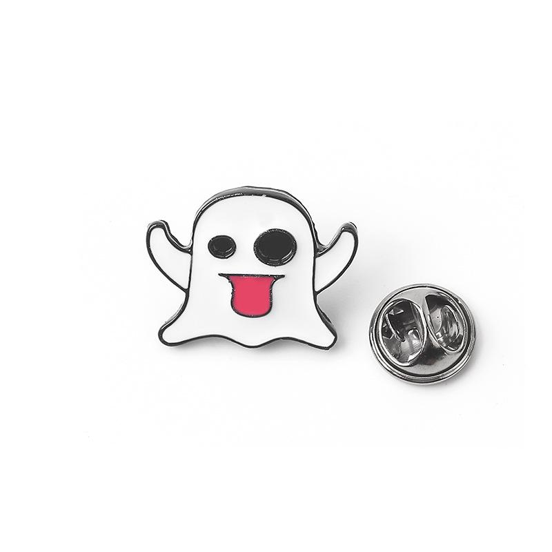 Trendy Halloweenská kreslená brož lebka dýně duch čarodějnice