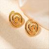 Gold C-Shaped Round Hoop Earrings with Bright Surface, French Light Luxury, High-End Stainless Steel