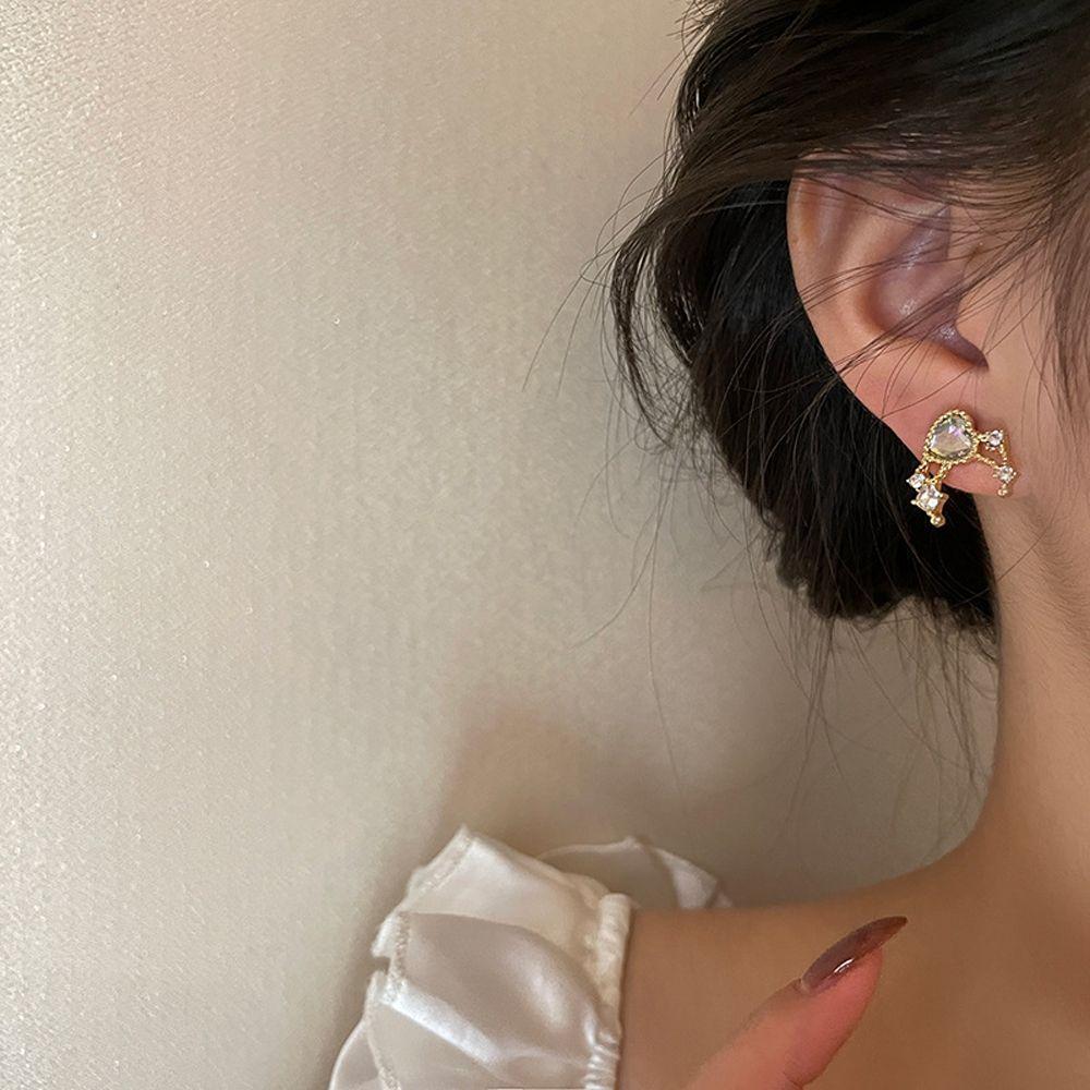 

Tassel Heart For Girls Women Stud Earrings Set Crystal Ziron Ear Jewelry Korean Dangle Earrings золотий