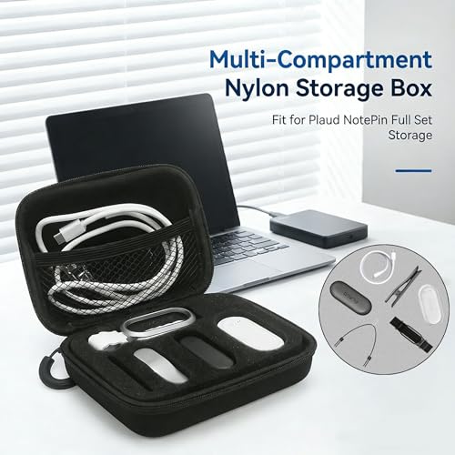 Compatible with Plaud NotePin/NotePin S waterproof portable lightweight storage bag including lanyard and sponge suitable for full accessories stor
