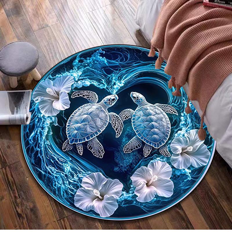1Pc Animal Circular Print Rug - Home Decoration Carpet For Living Room Bedroom Flooring Computer Chair Area Rug