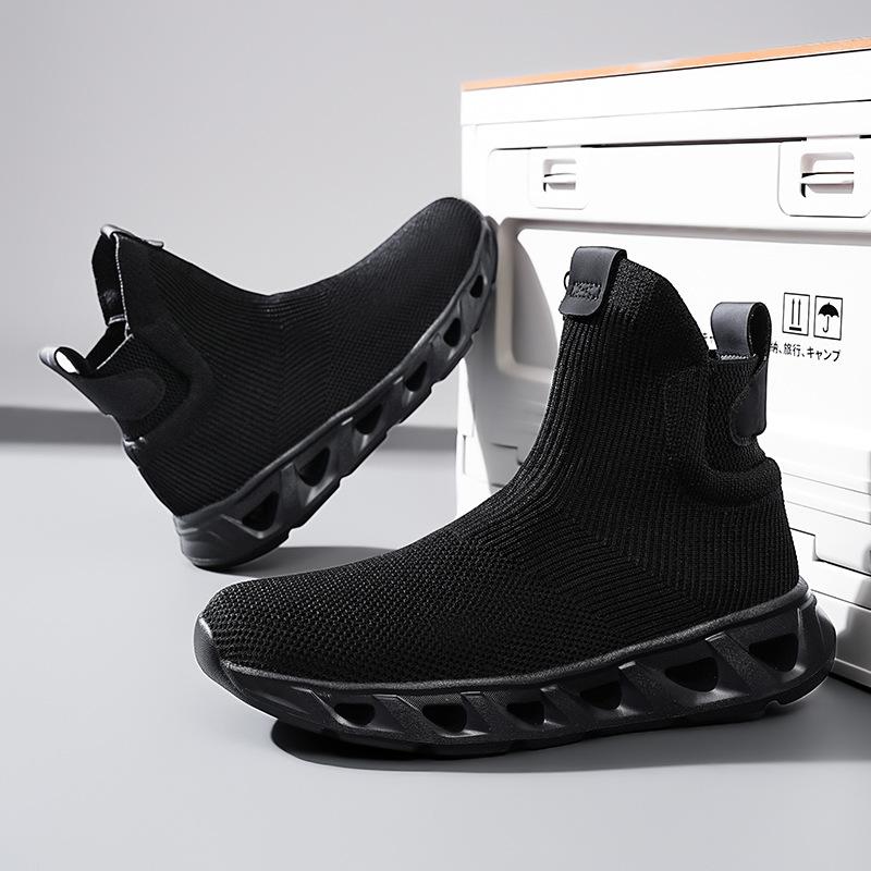 Large size 48 men's shoes mesh breathable casual shoes trendy men thick soles increase height lightweight one-pedal lazy shoes