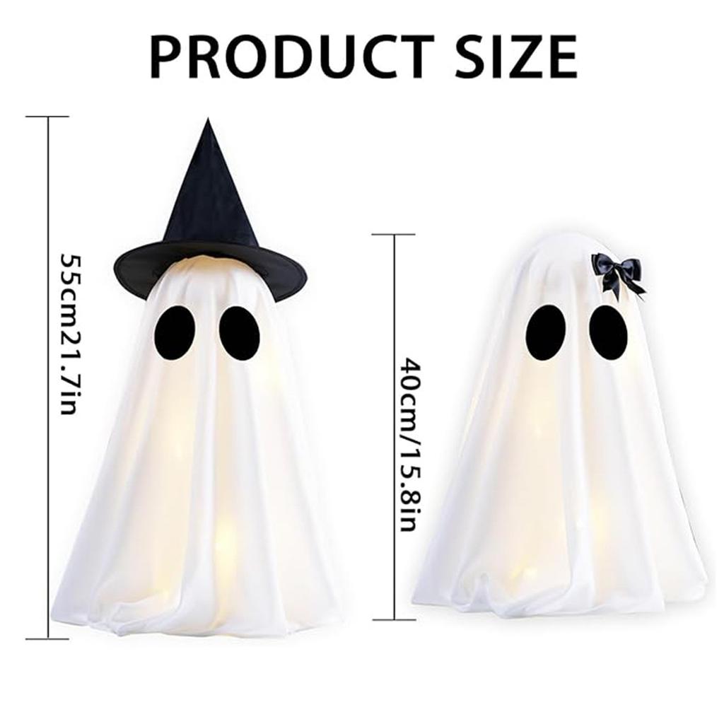 Cute Witch Hat Ghost Decor Spooky Light Up Halloween Ghost Decorations For Indoor Home Mantel Shelf DIY Ghost Tabletop Decor