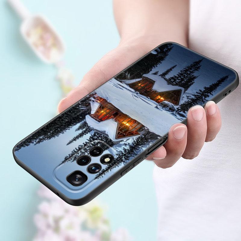 Landscape Winter Light Snow Phone Case For Xiaomi Redmi Note 11 10 9 8 Pro 11T 5G 10T 10S 9S 9T 9i 9C 9A 8T Soft TPU Black Cover