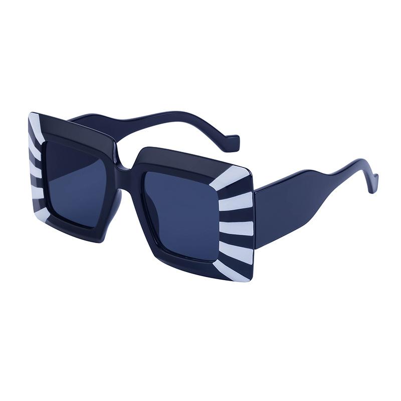 JYL TS Женские Оверсайз Квадратные Солнцезащитные Очки в Полоску - Модные Модные Солнцезащитные Очки GL-LH056 c-1712