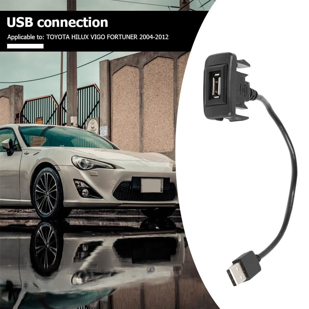 25cm Extension Cable Auto Accessories Car Dash Board Extension Cable USB 2.0 Port Black for Toyota Hilux Vigo Fortuner 2004-2012