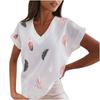 Women's Summer Casual T-shirt Printed V-neck Short-sleeved T-shirt Top