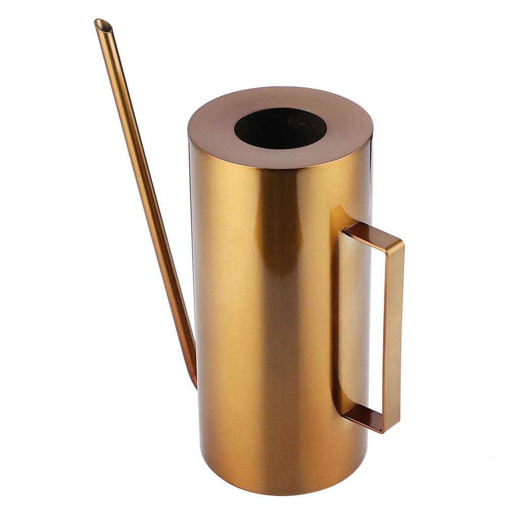 Zahradní nerezová konev s dlouhým hrdlem Květináč Nástroj pro zavlažování rostlin Zlatá 1,5 l