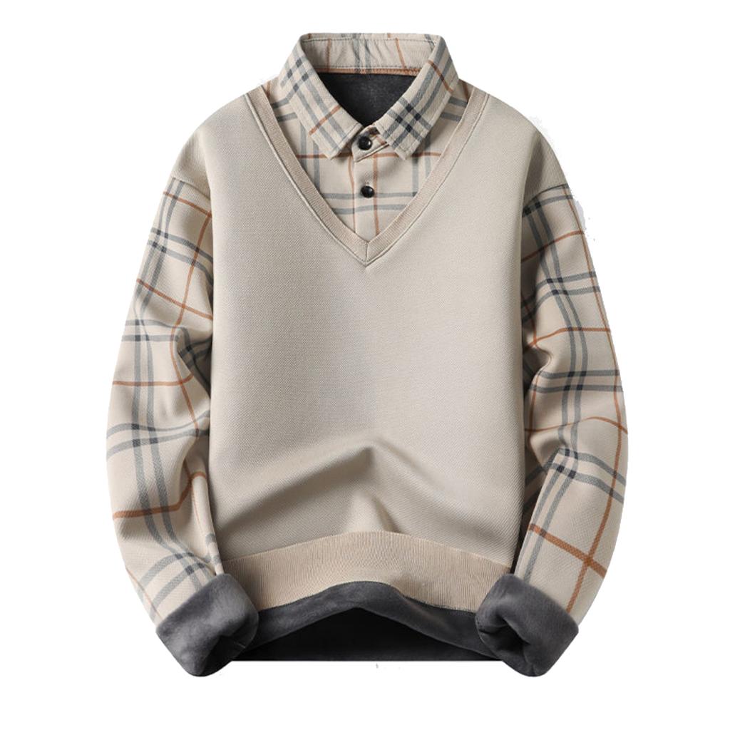 Men's Casual Color-blocking And Patchwork Style Two-piece Hoodie, Men's Loose V-neck Patchwork Lapel Shirt Hoodie