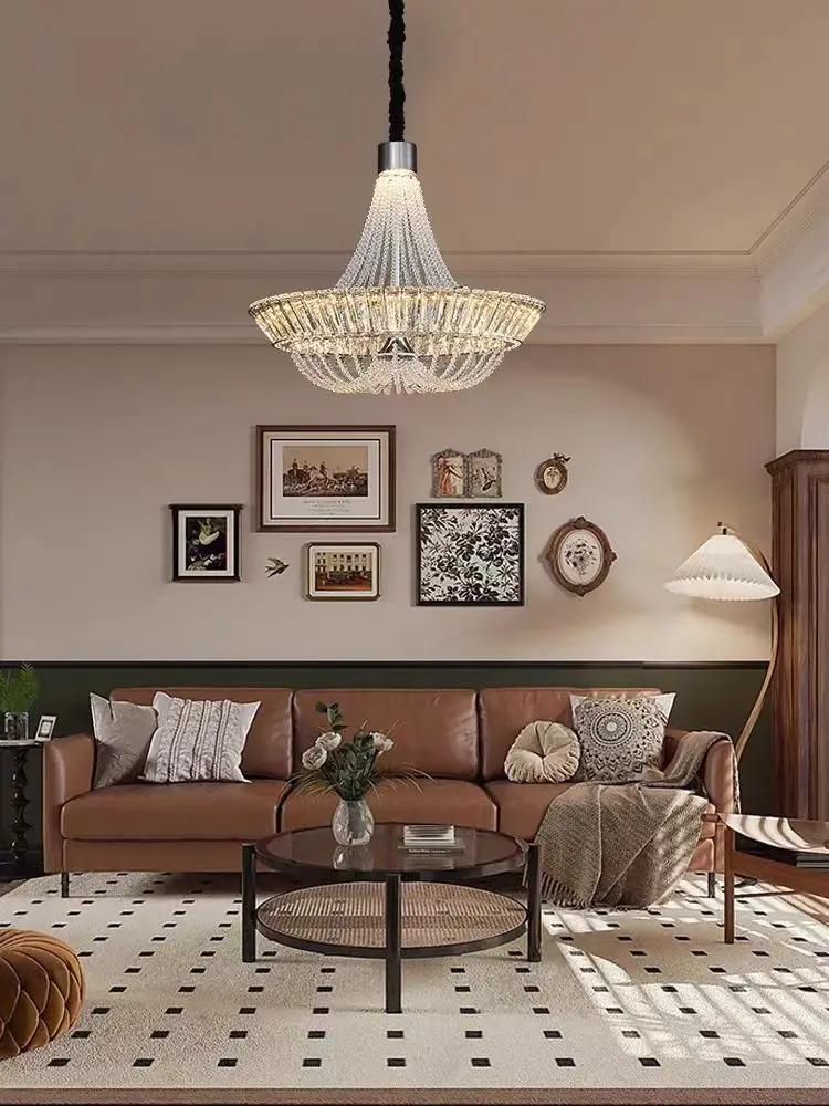 Modern French Crystal Chandelier Luxury Home Decor Led Hanging Lamp Hotel Villa Chandeliers New Design Lustres