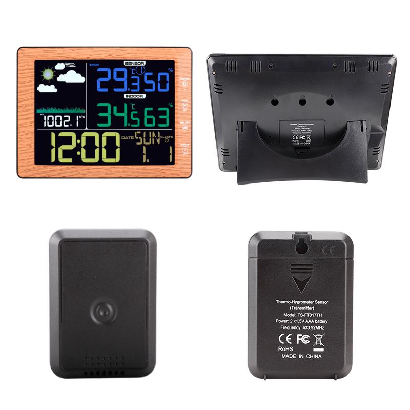 TS-8210 Color Screen Wireless Weather Clock Indoor Outdoor Thermometer Hygrometer Wall Clock