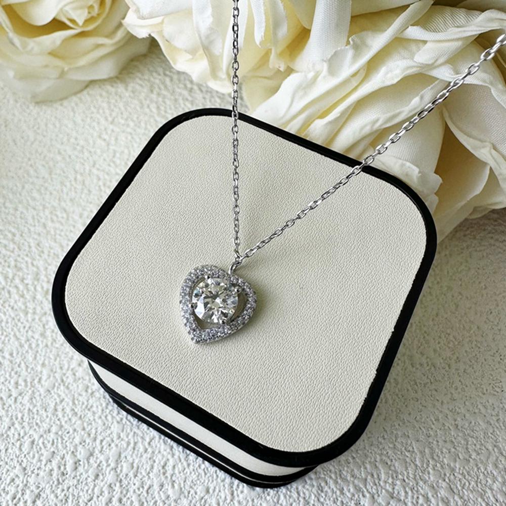 Vinregem 100% Argento Sterling 925 VVS1 3EX Colore D 1CT 6.5MM Taglio Rotondo Pietra Preziosa Moissanite Diamante Autentico Ciondolo Cuore d'Amore Collana Gioielli Raffinati GRA