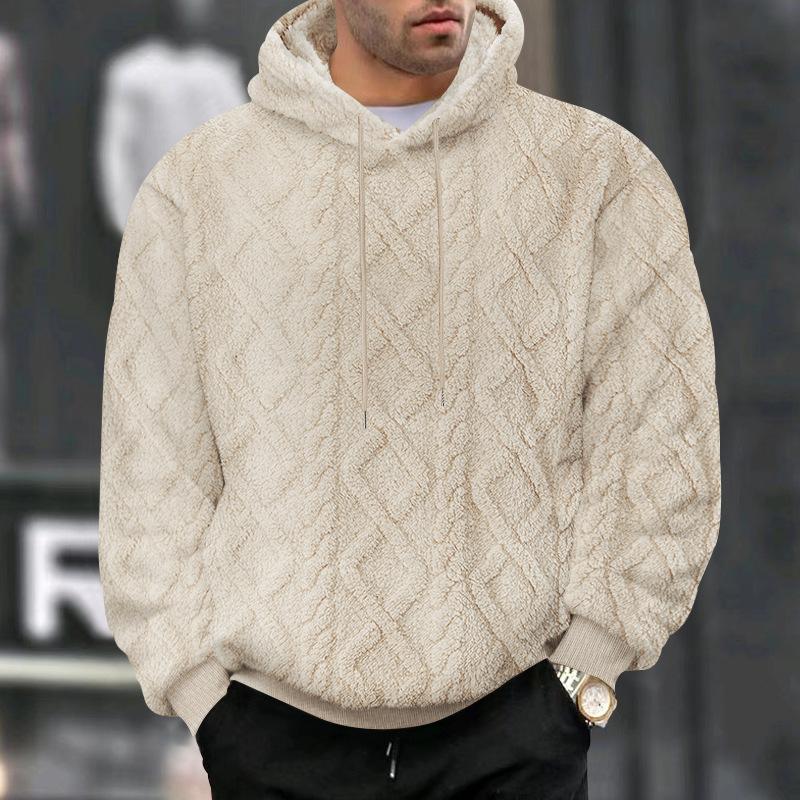 Otoño e Invierno Ocio Hombre High Street Jacquard Terciopelo de Doble Cara con Capucha Deportivo Tendencia Jersey Pulóver Chaqueta