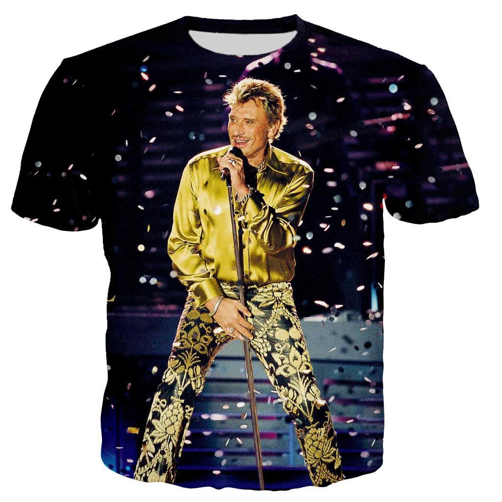 Most Popular Pop Singer Johnny Hallyday 3D Printed T-shirt Men Women Rock Casual Streetwear Clothes Hip Hop Harajuku Tops