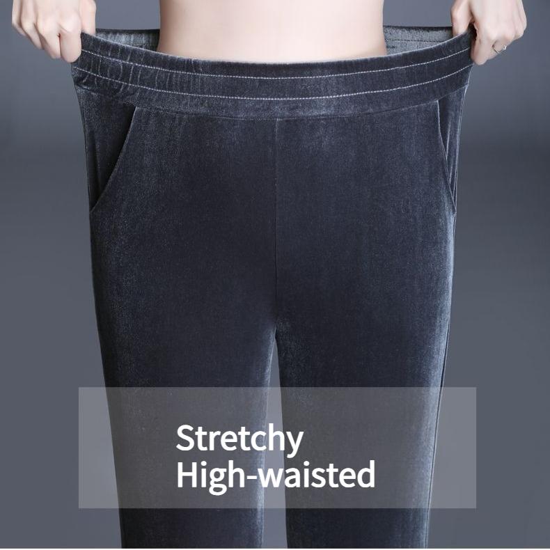 Women's Velvet Skinny Pants  Autumn Winter High-Waist Slim Fit Stretch Velvet Leggings Outwear