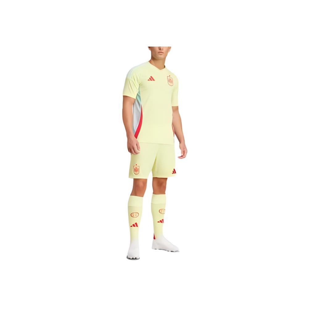 adidas Hiszpania 24 Wyjazdowe Spodenki Wzór z Logo Nadrukowany Color Block Spodnie Piłkarskie Edycja Kibica Męskie Spodenki Żółte IM8891