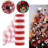 10 Yards Striped Mesh Ribbon Holiday Decoration DIY Wrapping Ribbons Cane Candy Christmas Wreath Tree Stripe Mesh Ribbon Decor