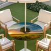 Outdoor Round Table Cover With Nature Print Waterproof Elastic Hem Patio Garden Deck