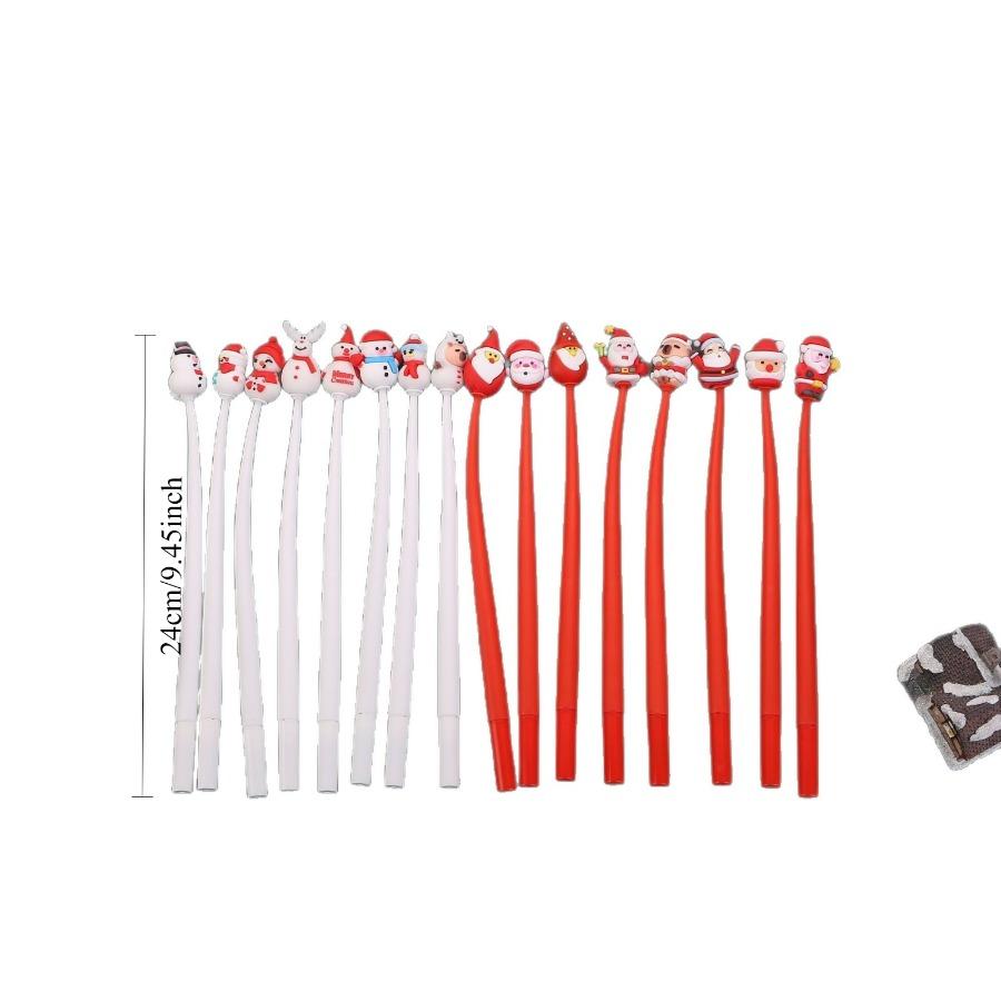 40Pcs Christmas Silicone Rocking Pens, Cartoon Snowman Santa Claus Student Stationery Holiday Gifts,Christmas Party Favors Office School Supplies