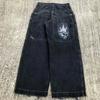 Hohe Taille Weites Bein Jeans Herren Streetwear Hip Hop Vintage Lockere Passform Gerader Schnitt Herbst