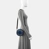 [Pre-Owned] Round Bag Blue Fabric Shoulder Bag Crossbody Bag Silver Hardware Detachable Strap - Excellent #1JLWRHI