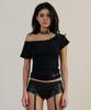 Iwaiial Hotfix One Shoulder Short Sleeve Top - Black