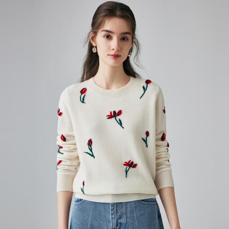 PALUOPO Women's Jacquard Cashmere Sweater