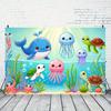 2D Cartoon Meeresbewohner Kulisse, Kinder Unterwasserwelt Party Banner