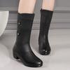 Autumn and winter soft leather soft-soled Martin boots women's velvet warm middle-aged mother medium boots large size
