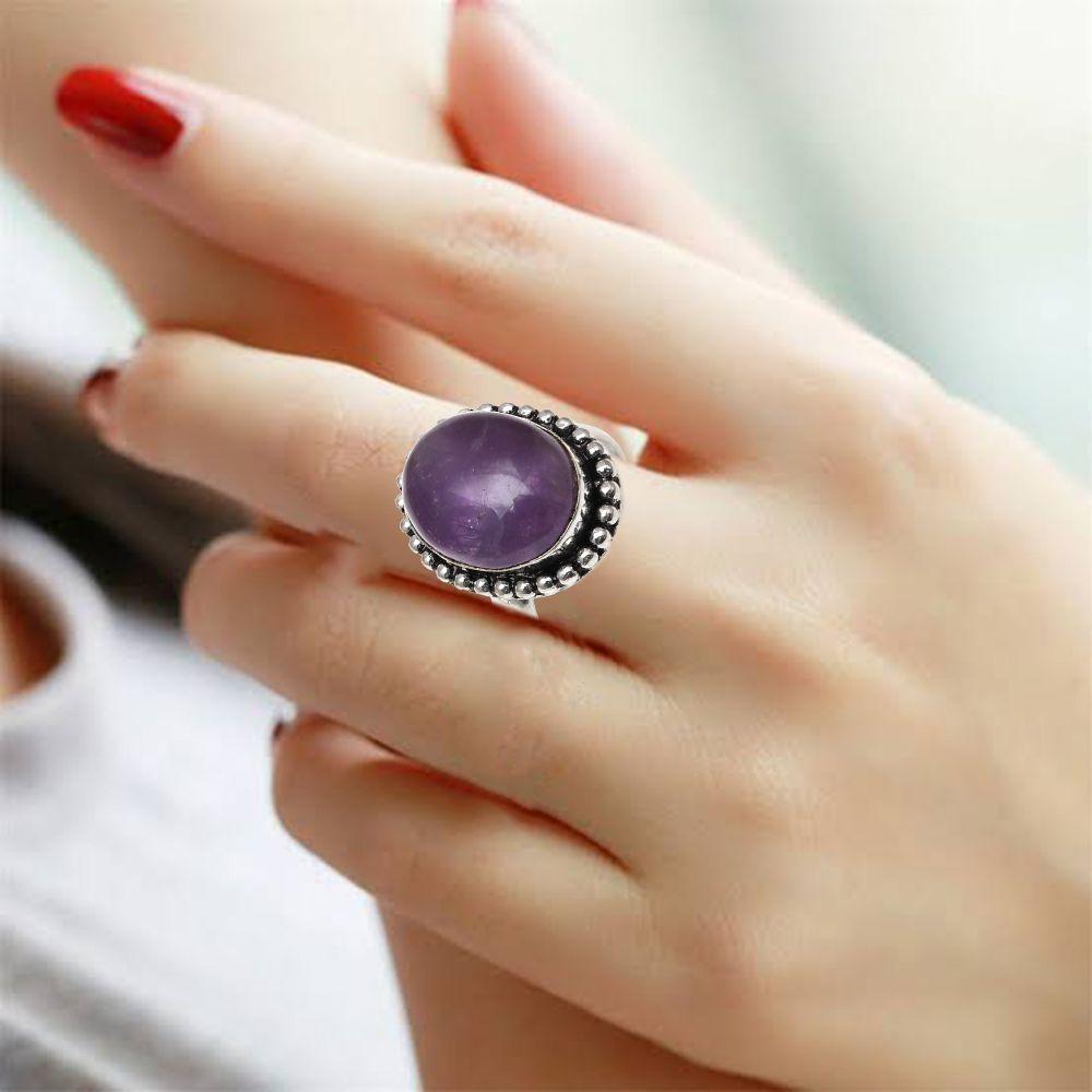 Amethyst Gemstone Handmade Silver Jewelry  "8"