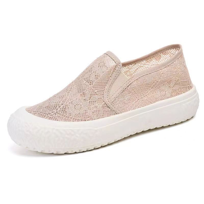 Shoes summer new lace mesh breathable fisherman shoes shallow mouth flat bottom casual thick sole student