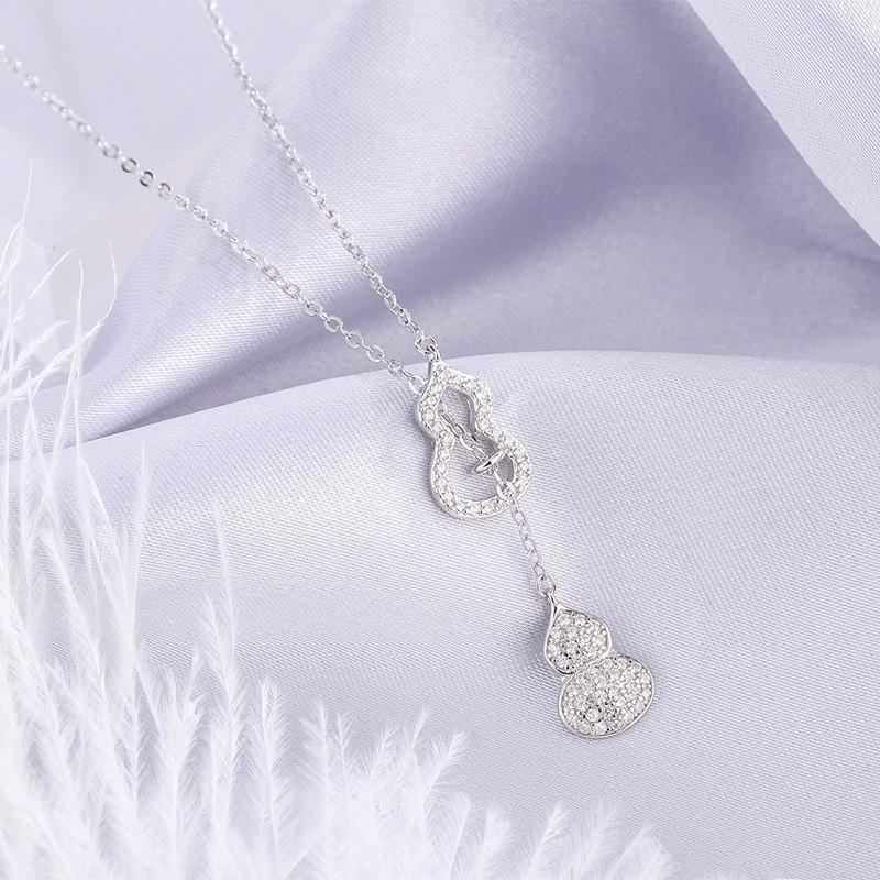 

S925 Silver Double Gourd Necklace - Elegant Light Luxury Clavicle Chain