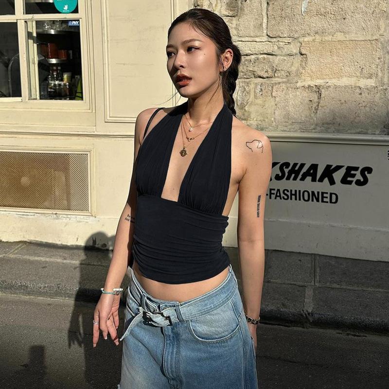 Halter Neck Deep V-neck Halter Sleeveless Vest