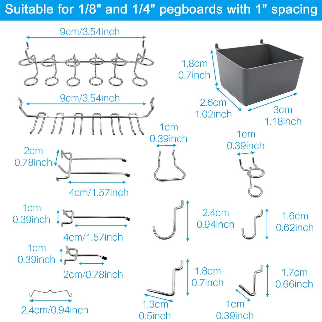 Metal Pegboard Hooks Hanging Organizer Assortment Kit Peg Locks Hanging Applications Metal Garage Tool Organizer