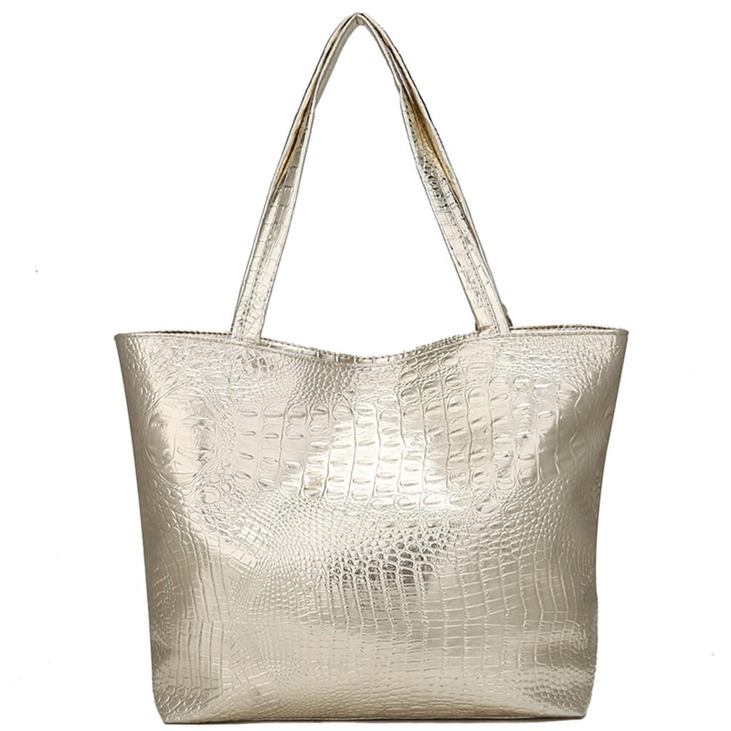 Women Fashion Alligator Solid Large Capacity Shoulder Tote Handbag Bags