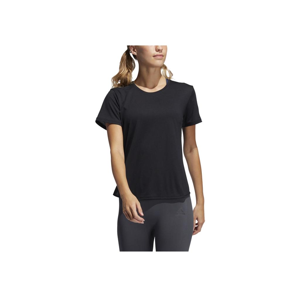 Adidas Solid Color Simple Casual Short Sleeve T-Shirt Women Tops Black GQ9417