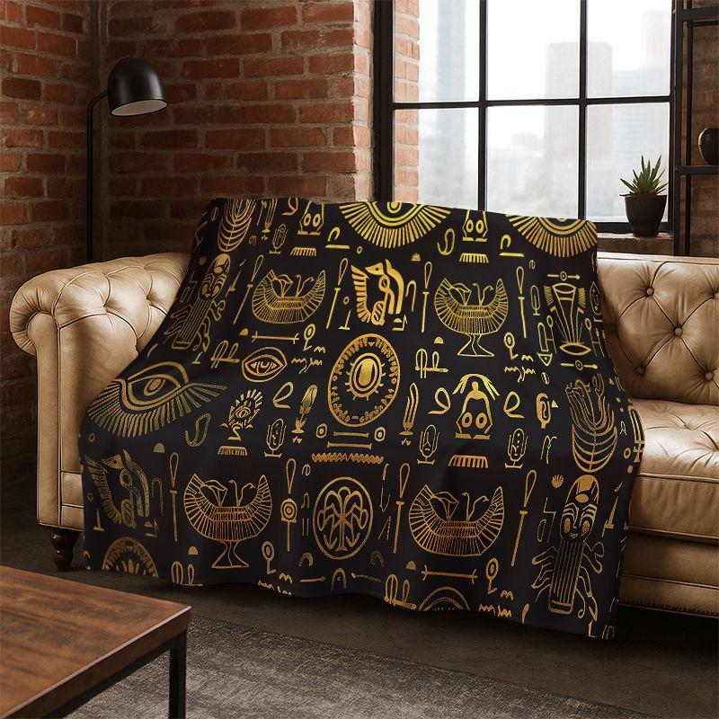 Egyptian Mythological mural pictograph Flannel Blanket Soft Warm Blanket Throw Blanket for Bedroom Living Room Bed Travel Picnic
